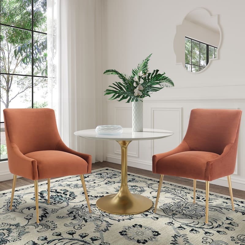 Clihome Stainless Steel Frame Dining Velvet Side Chairs(Set of 2)