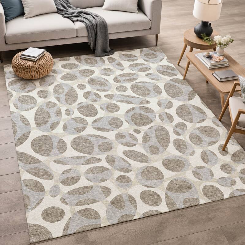 Machine Washable Indoor/ Outdoor Contemporary Saline Chantille Rug