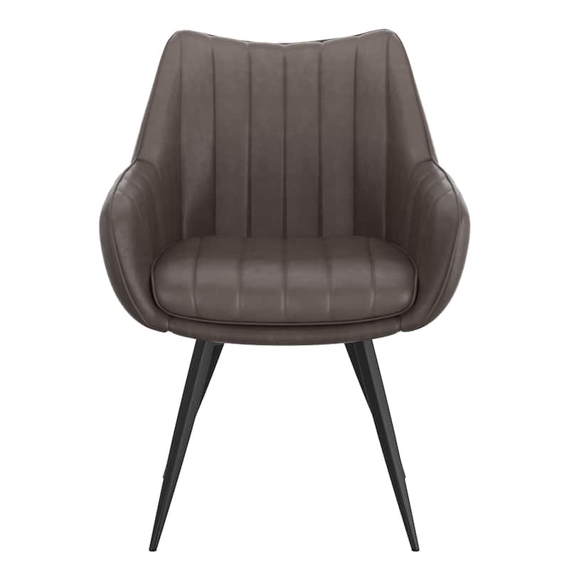 Modern Swivel Faux Leather & Metal Dining Chair, Set of 2