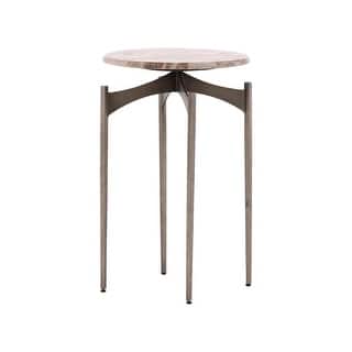 Furniture Classics Joanna Silver Iron and Marble Accent Side Table