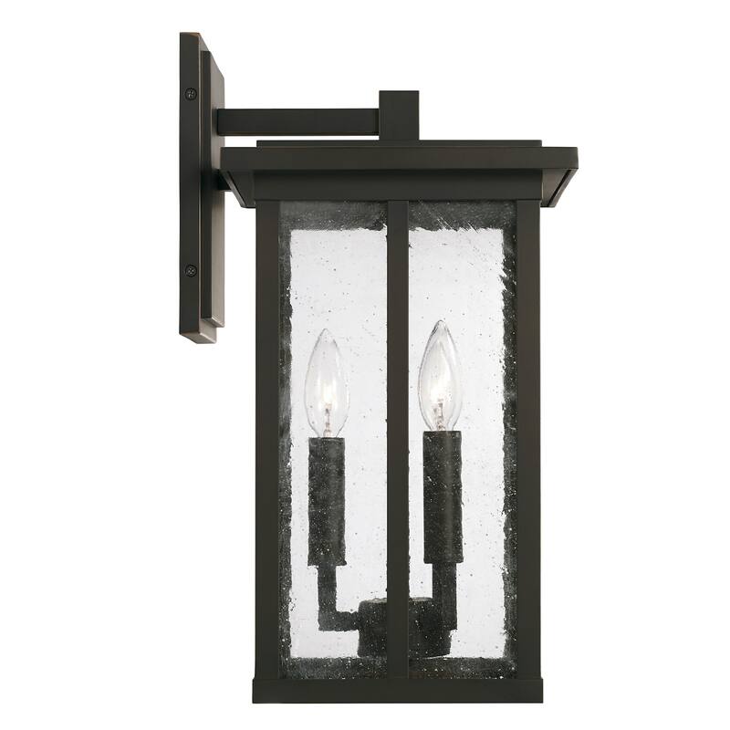 Barrett 9.25" 3-light Outdoor Wall Lantern w/ Antiqued Glass
