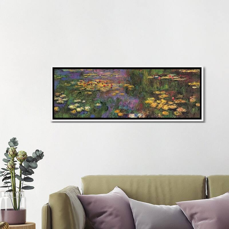 iCanvas "Water Lilies" by Claude Monet Framed Canvas Print