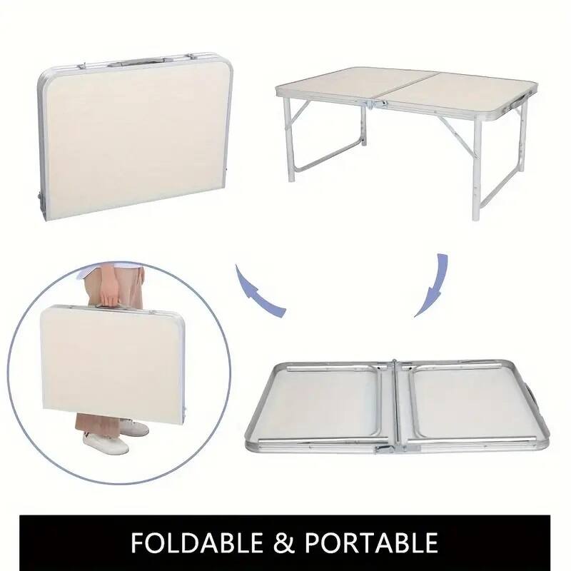 Small outdoor folding table - Beige+Silver Grey