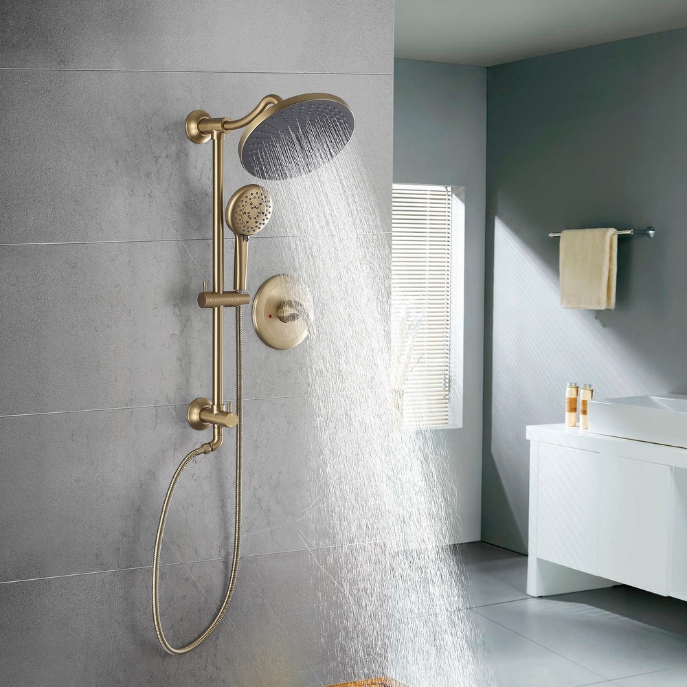 Pressure Balanced Rainfall Shower System with 5 Function Handheld Shower