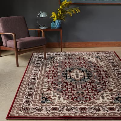 Hollywood Collection Red/Ivory Area Rug