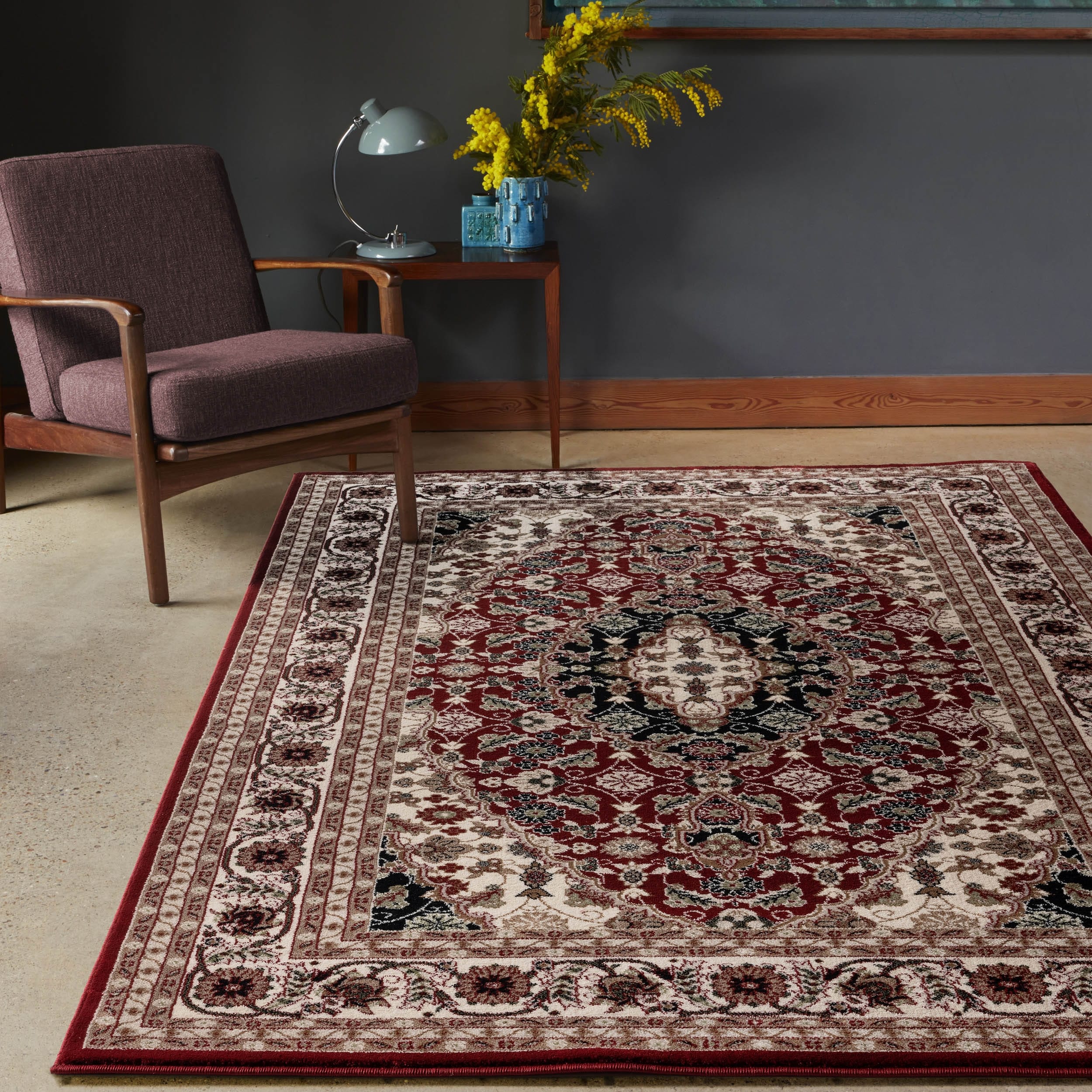 MDA Rugs Hollywood Collection Red/Ivory Area Rug
