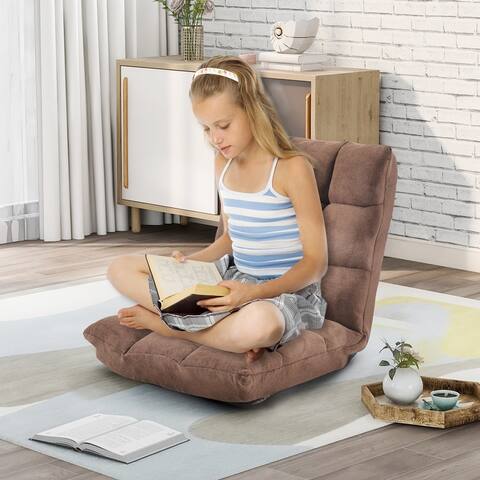 Fabric Upholstered Folding Lazy Sofa Chair Adjustable Floor Sofa Chair