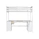 preview thumbnail 4 of 7, Twin Size Wooden Loft Bed Frame with Desk and Storage Space, White