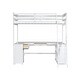preview thumbnail 4 of 7, Wood Twin Size Loft Bed with Drawers and Storage Shelves, Children Bed Frame with U-Shaped Desk for Bedroom, White