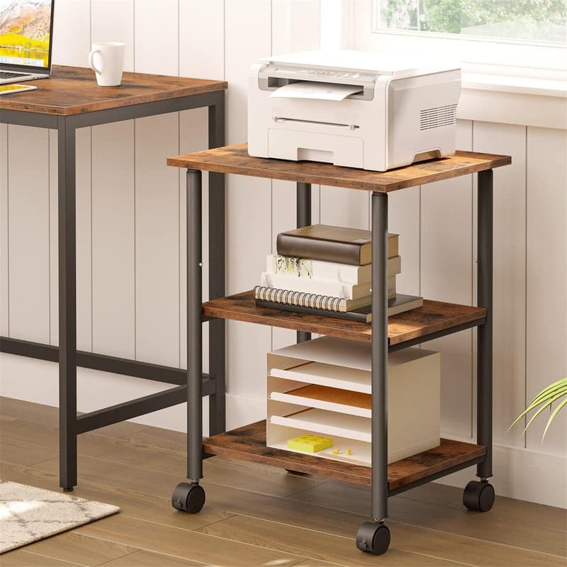 3-Tier Industrial Under Desk Printer Cart - 15.7'' x 19.1''x 29.9''