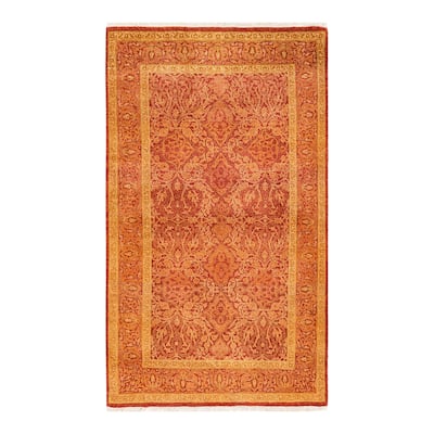 Overton Hand Knotted Wool Vintage Inspired Traditional Mogul Orange Area Rug - 3' 2" x 5' 6"