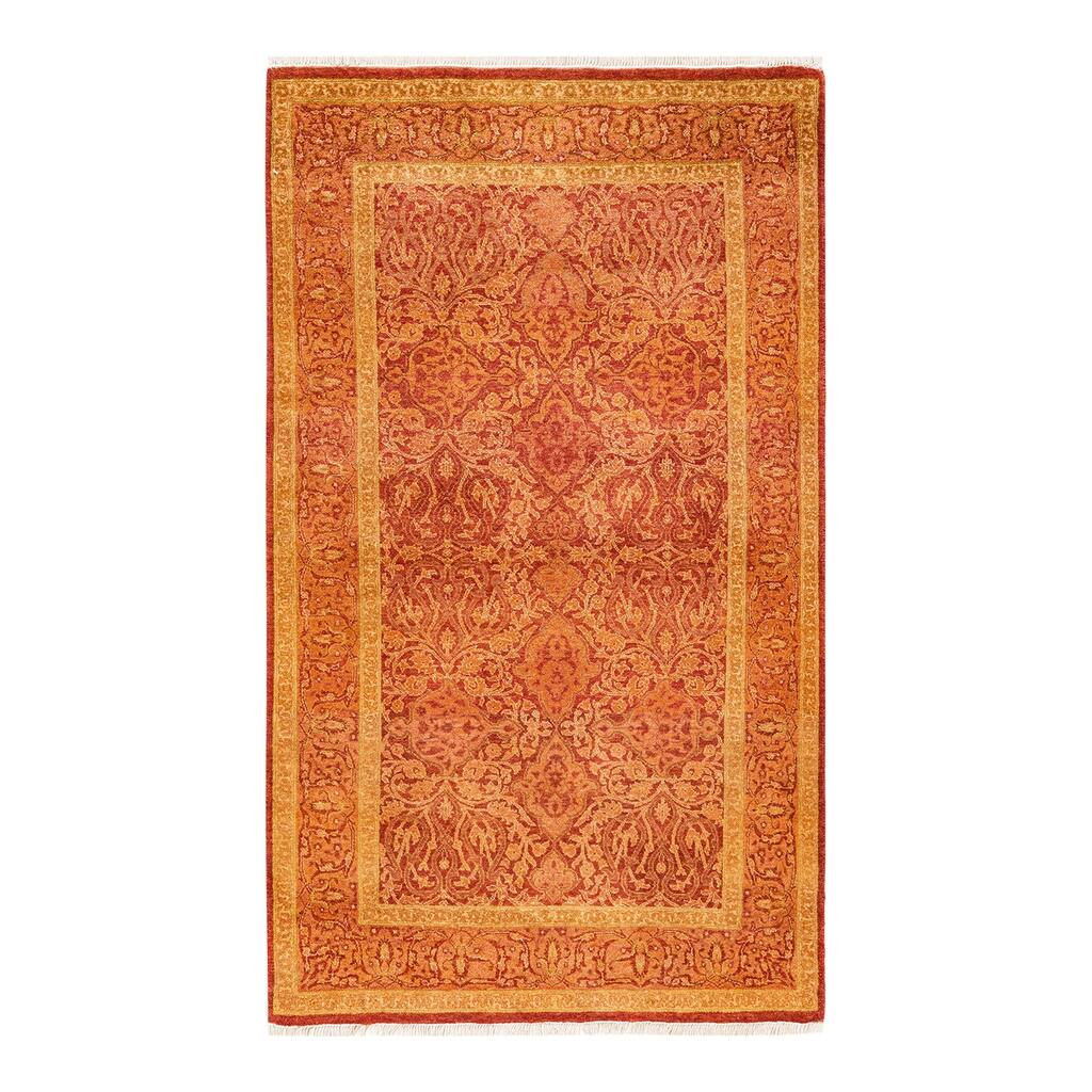 Overton Hand Knotted Wool Vintage Inspired Traditional Mogul Orange Area Rug - 3' 2" x 5' 6"