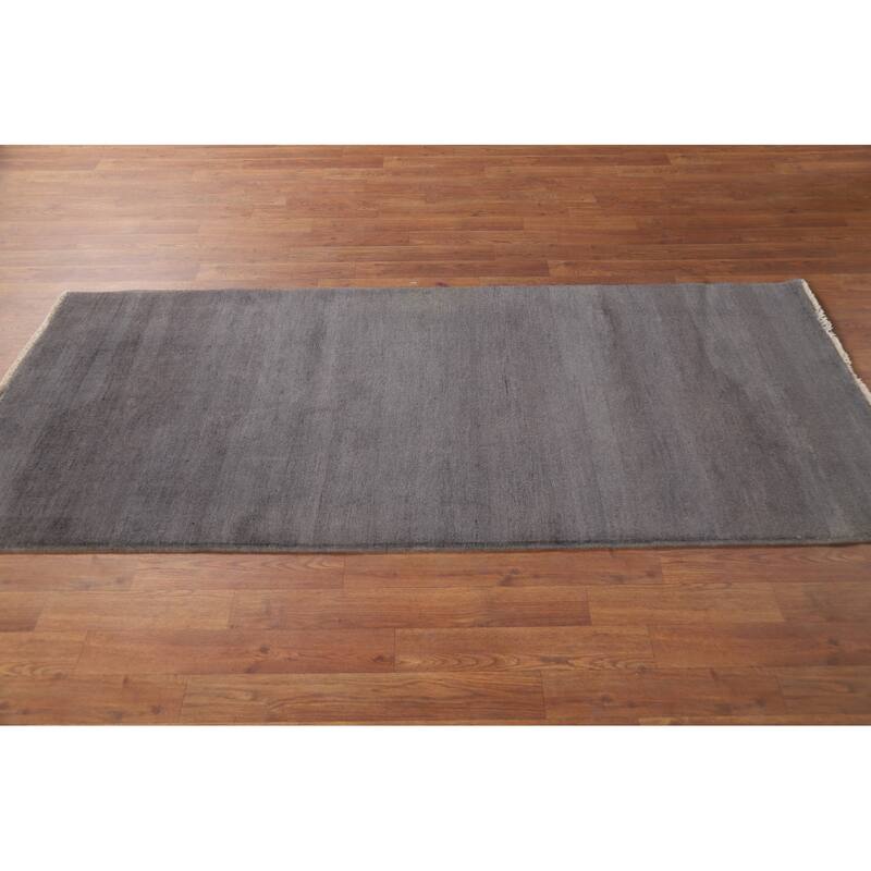 Gray Blue Gabbeh Oriental Runner Rug Handmade Wool Carpet - 2'11"x 6'8"