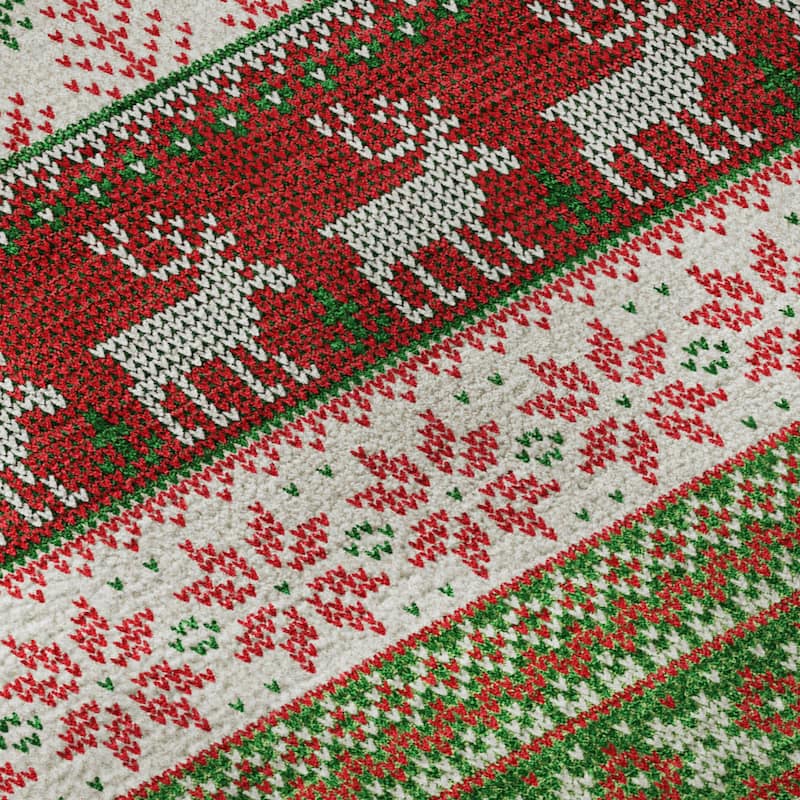 Premium Washable Super Soft Chritmas Stripes Mayfield Rug