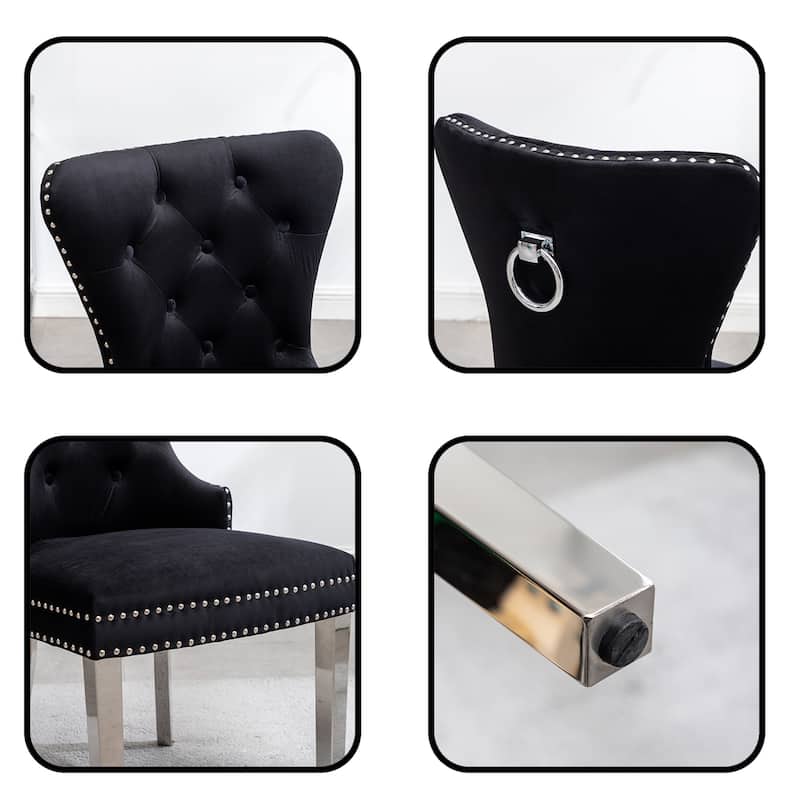 Contemporary Tufted Velvet Chair Set of 2