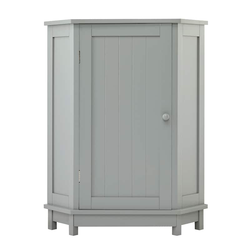 Bathroom Corner Storage Cabinet, Wood Single Door Corner Cabinet, Freestanding Organizer with Adjustable Shelves