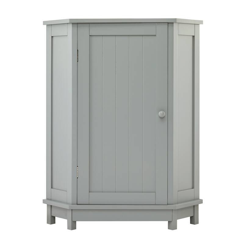 GDFStudio - Elara 31" Triangle Corner Bathroom Cabinet with Adjustable Shelf, Compact MDF Organizer