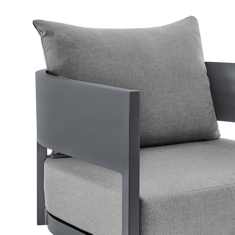 Argiope Dark Grey Aluminum Outdoor Swivel 3-Piece Chat Set