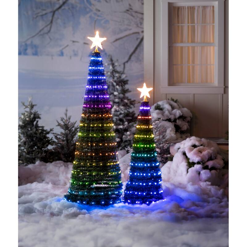 71 in. Green Indoor/Outdoor Foldable Christmas tree with RGB Lights