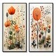 preview thumbnail 2 of 10, Designart "Colorful Botanical Pointillism" Abstract Botanicals Framed Wall Art Set Of 2 - Wall Set For Home Decor