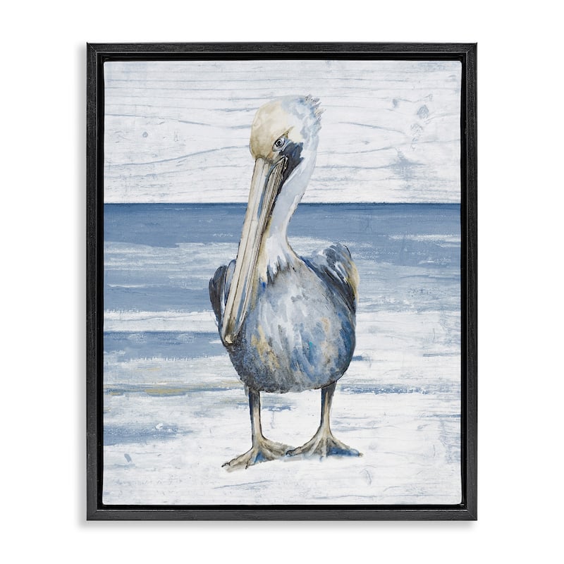 Stupell Rustic Nautical Pelican Framed Floater Canvas Wall Art Design by Patricia Pinto