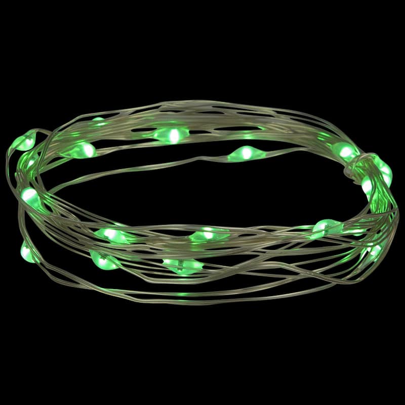 20-Count Green LED Micro Fairy Christmas Lights - 6ft, Copper Wire