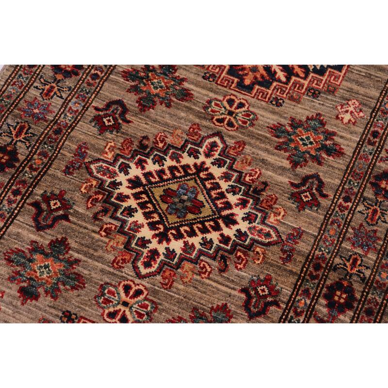 Caucasian Super Kazak Orion Gray Hand Knotted Wool Runner - 2'6'' x 9'6''