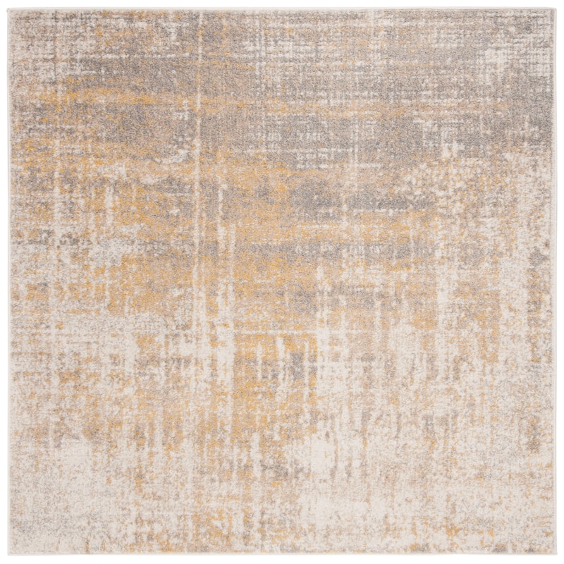SAFAVIEH Adirondack Guillerma Modern Abstract Distressed Rug - 6' Square - Creme/Gold