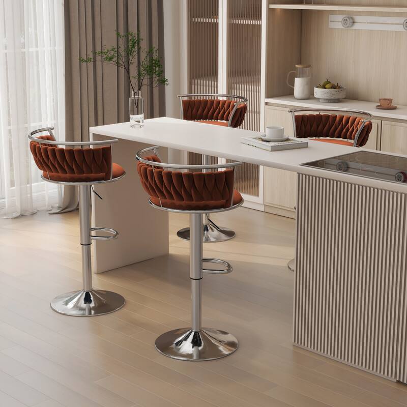 Modern Velvet 26" Adjustable Swivel Bar Stools (Set of 4) - On Sale ...