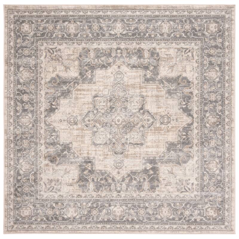 SAFAVIEH Brentwood Clara Traditional Oriental Medallion Rug - 5' x 5' Square - Cream/Grey