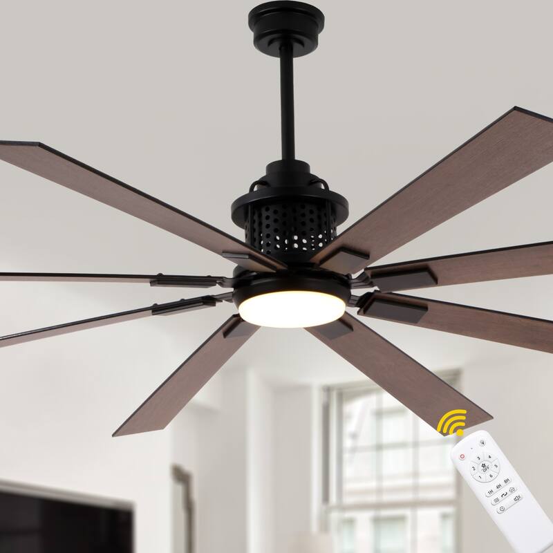 Bella Depot 72" Black Industrial Ceiling Fan with Light and Remote
