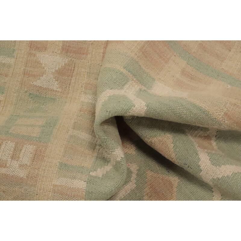 Hand Woven Oriental 100% Wool Carpet Southwestern Tribal Green Kilim Area Rug - 5' 10'' X 3' 10''