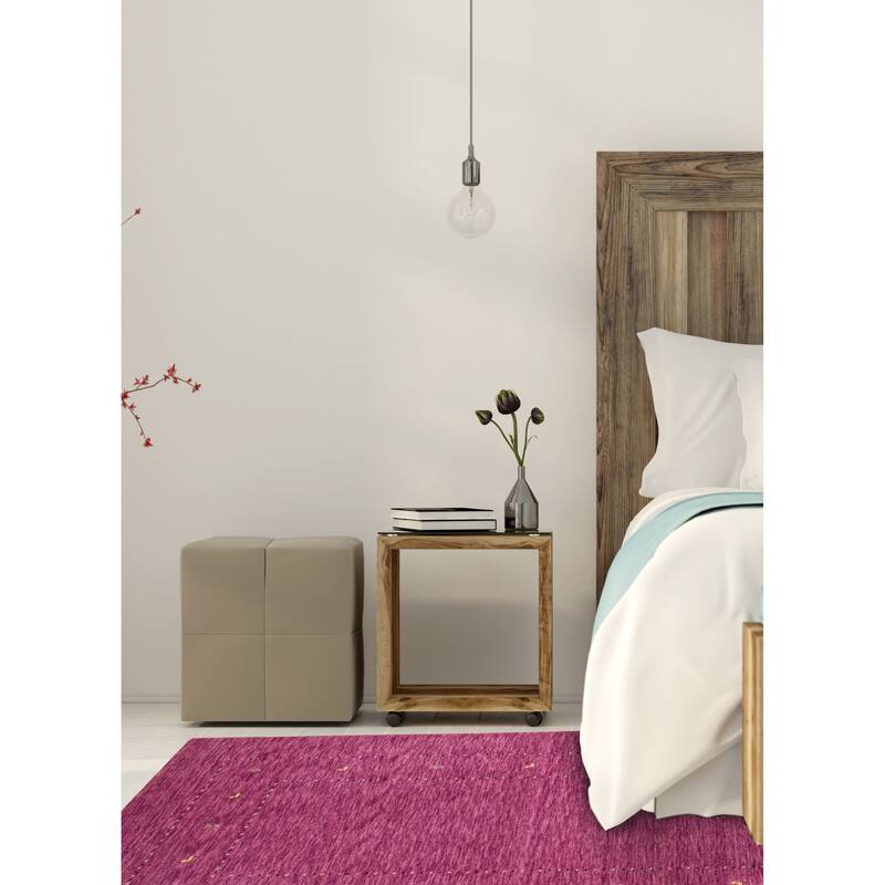 ECARPETGALLERY Hand Loomed Kashkuli Gabbeh Dark Magenta Wool Rug - 4'10 x 7'9