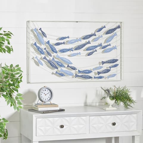 Blue Metal Coastal Wall Decor 24 x 40 x 2