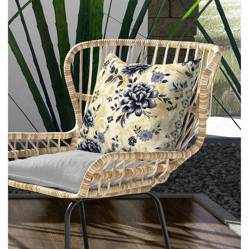 Nature's Canvas Indoor/Outdoor Reversible Throw Pillow Yellow and Grey