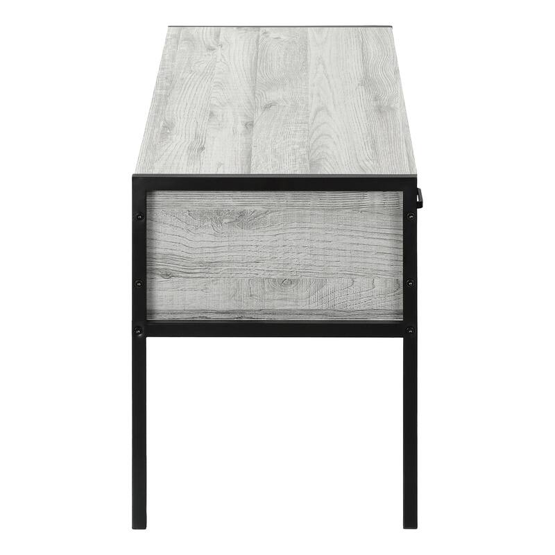 Contemporary 48-Inch TV Stand with Storage Drawer and Cable Management, Grey Laminate, Black Metal Frame