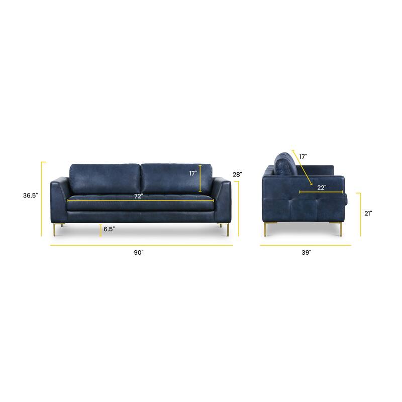 Poly & Bark Calle 90" Sofa - Full Grain Genuine Italian Leather