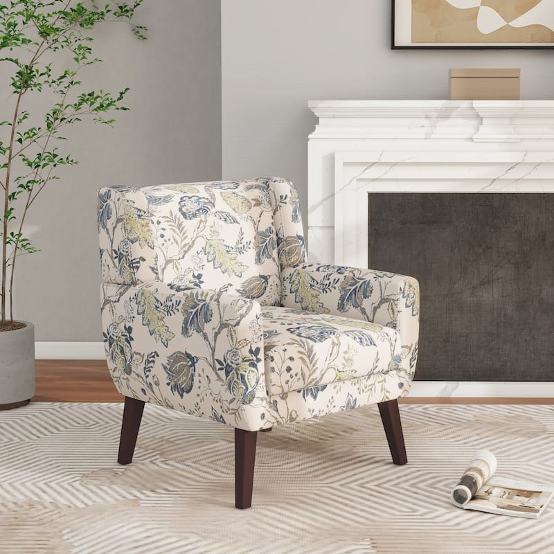 Modern Upholstered Faux Leather Tufted Armchair Linen Accent Chairs