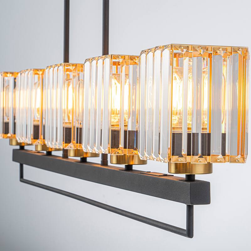 5-Light Modern Linear Crystal Chandelier kitchen island Pendant Lighting for Dining Room
