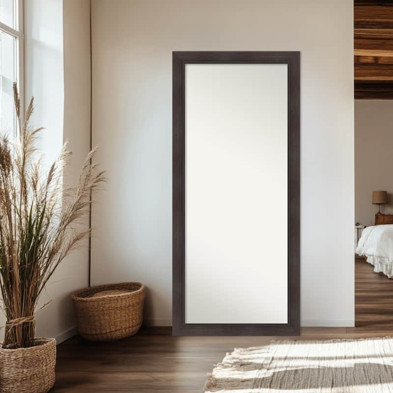 Sloped Non-Beveled Framed Full-Length Floor Leaner Mirror