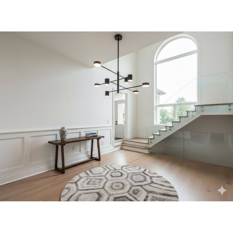 8 Light Black Metal LED Lighting With Acrylic Shades