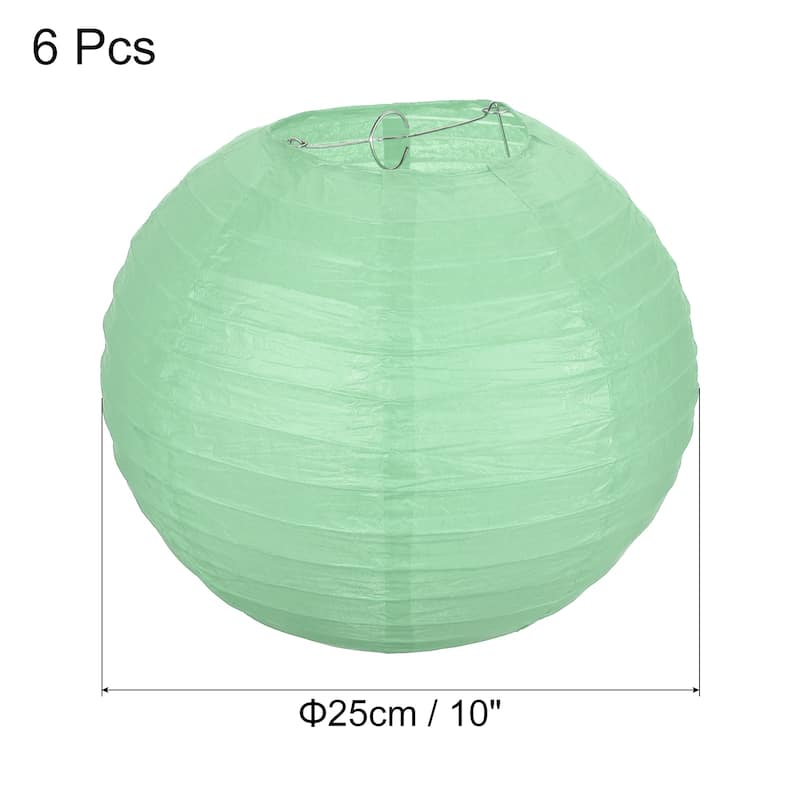 6pcs 10 Inch Folding Hanging Paper Lanterns for Wedding Home Party - Light Green