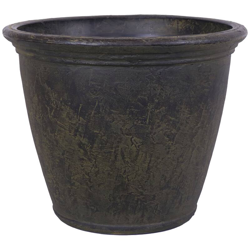 Sunnydaze Anjelica Polyresin Large Round Outdoor Planter - 24" - Sable
