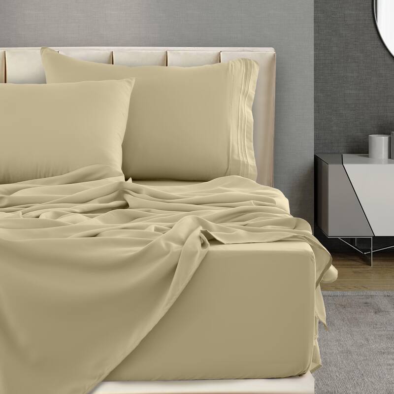 6 Piece Bed Sheet Set Deep Pocket Ultra Soft Microfiber Bedding Sheets