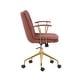 preview thumbnail 12 of 21, Porthos Home Tilly Office Chair, PU Leather, Gold Chrome Roller Base
