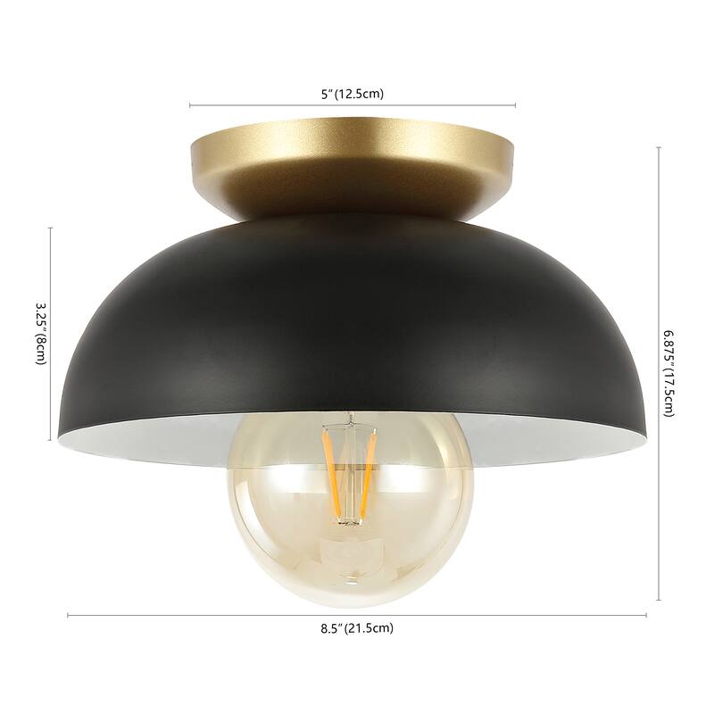 Rodanthe 8.5" 1-Light Classic Industrial Iron LED Flush Mount, by JONATHAN Y