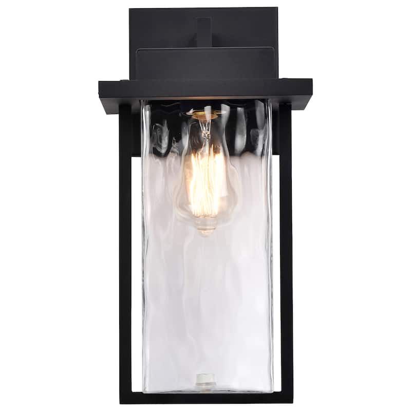 Vernal 1 Light Large Wall Lantern Matte Black with Clear Water Glass
