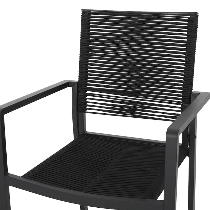 Outdoor Modern Aluminum Dining Chair with Rope Seat (Set of 2)