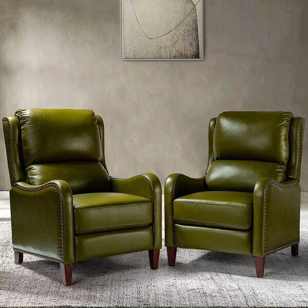 slide 120 of 164, Brigida Cigar Genuine Leather Nailhead Trim Recliner (Set of 2) OLIVE