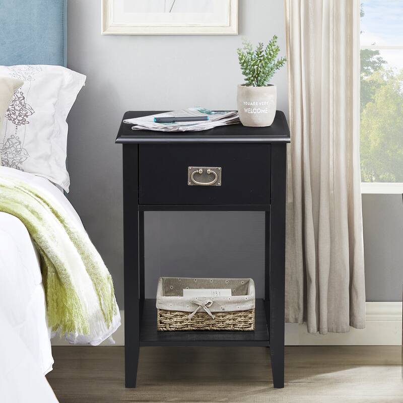 Javlergo Wooden Nightstand Bedside, Set of 2, Small End Tables with Drawer for Bedroom, Living Room, Office Room